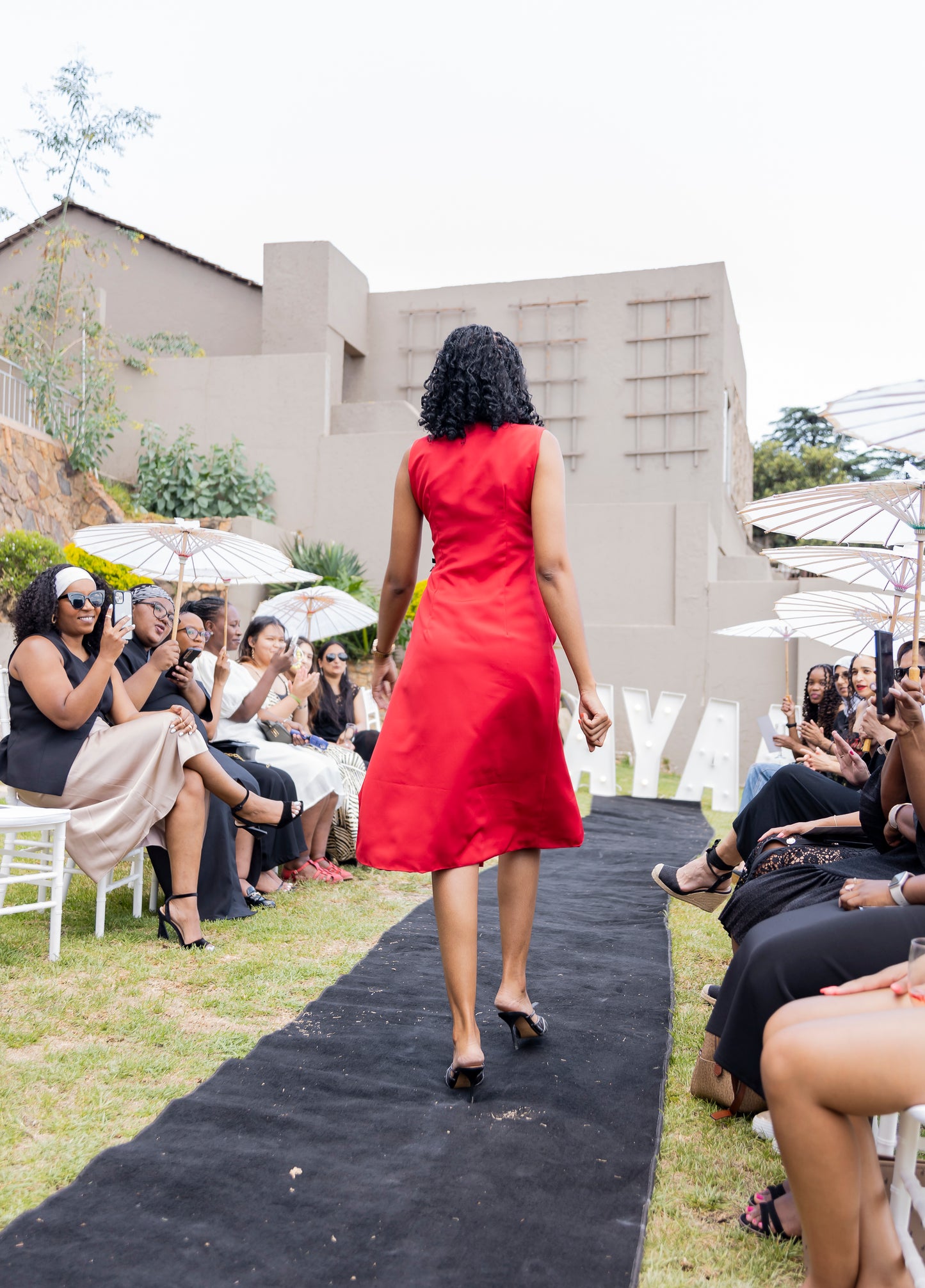 Crimson Tailored Midi Dress