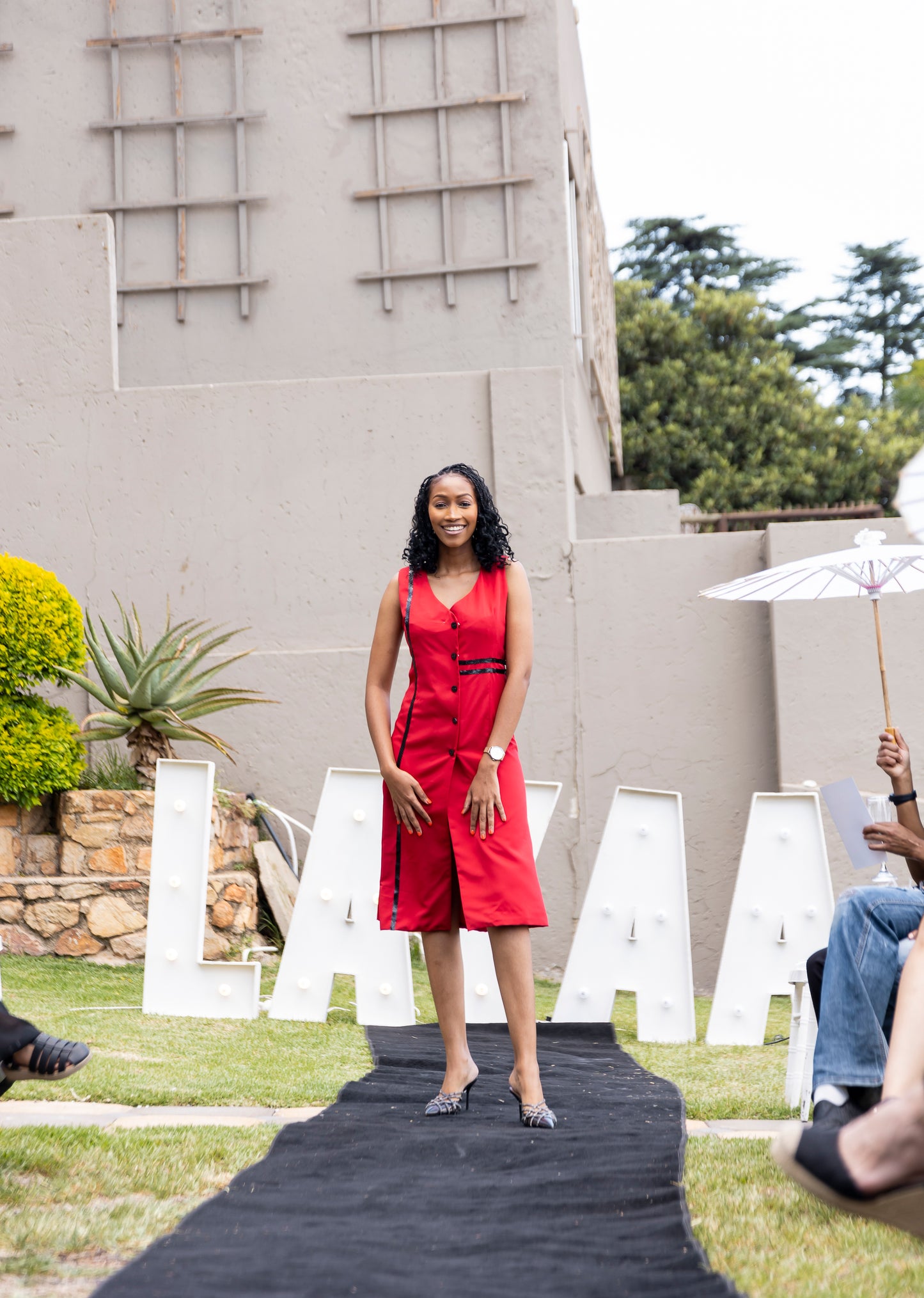 Crimson Tailored Midi Dress