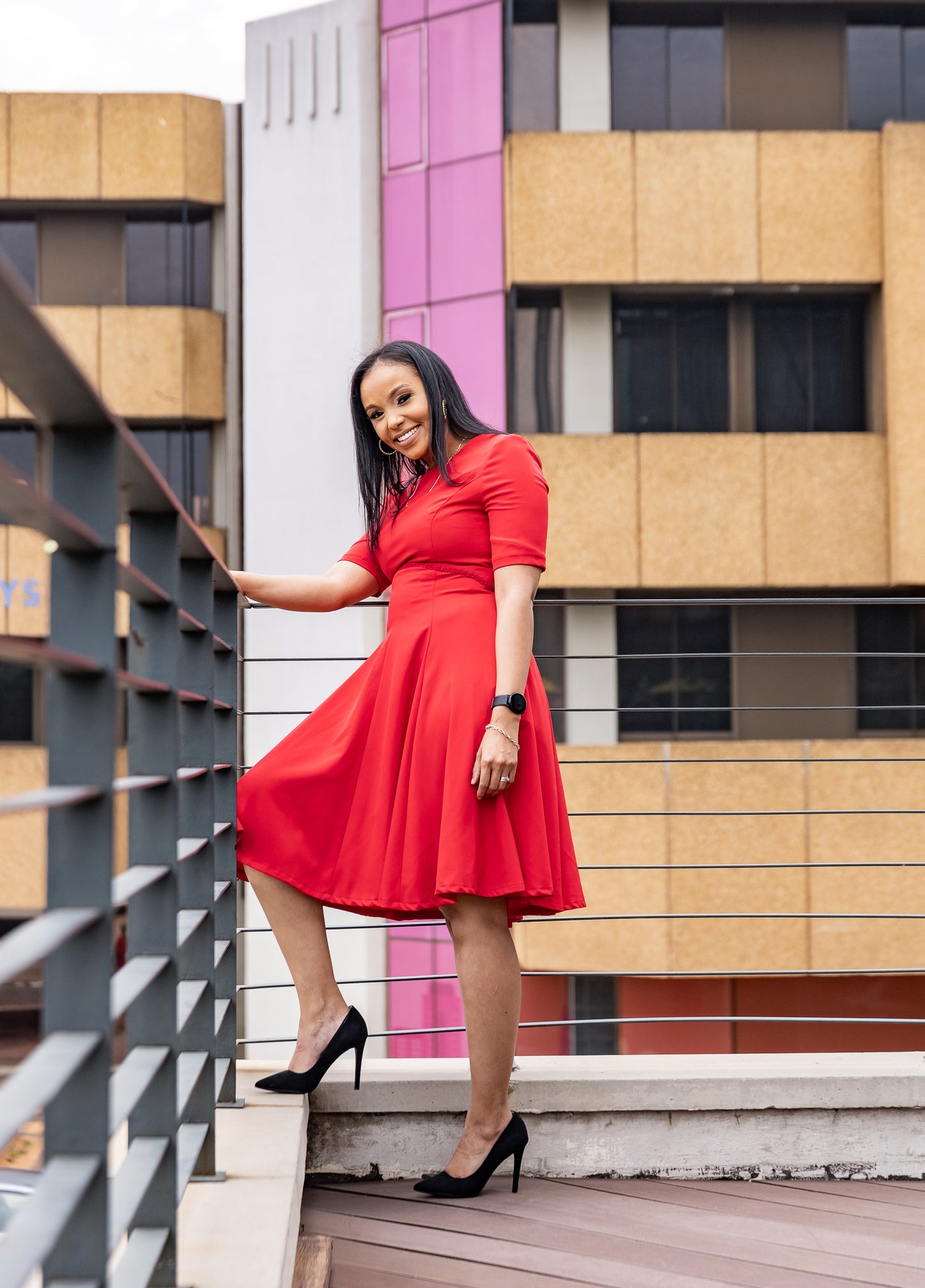 Laverne Flare Dress - Red